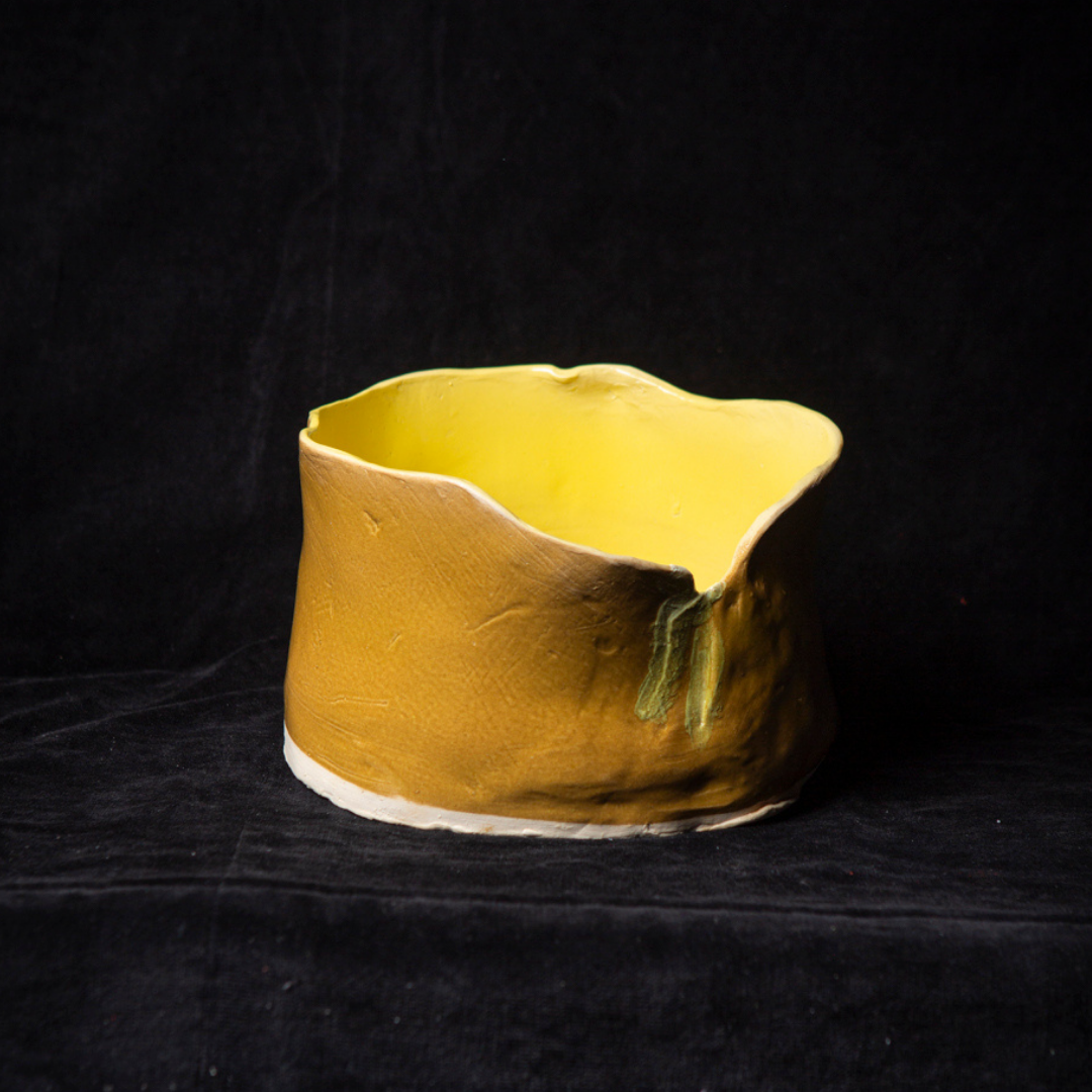 Ceramic bowl "Yellow Crack "