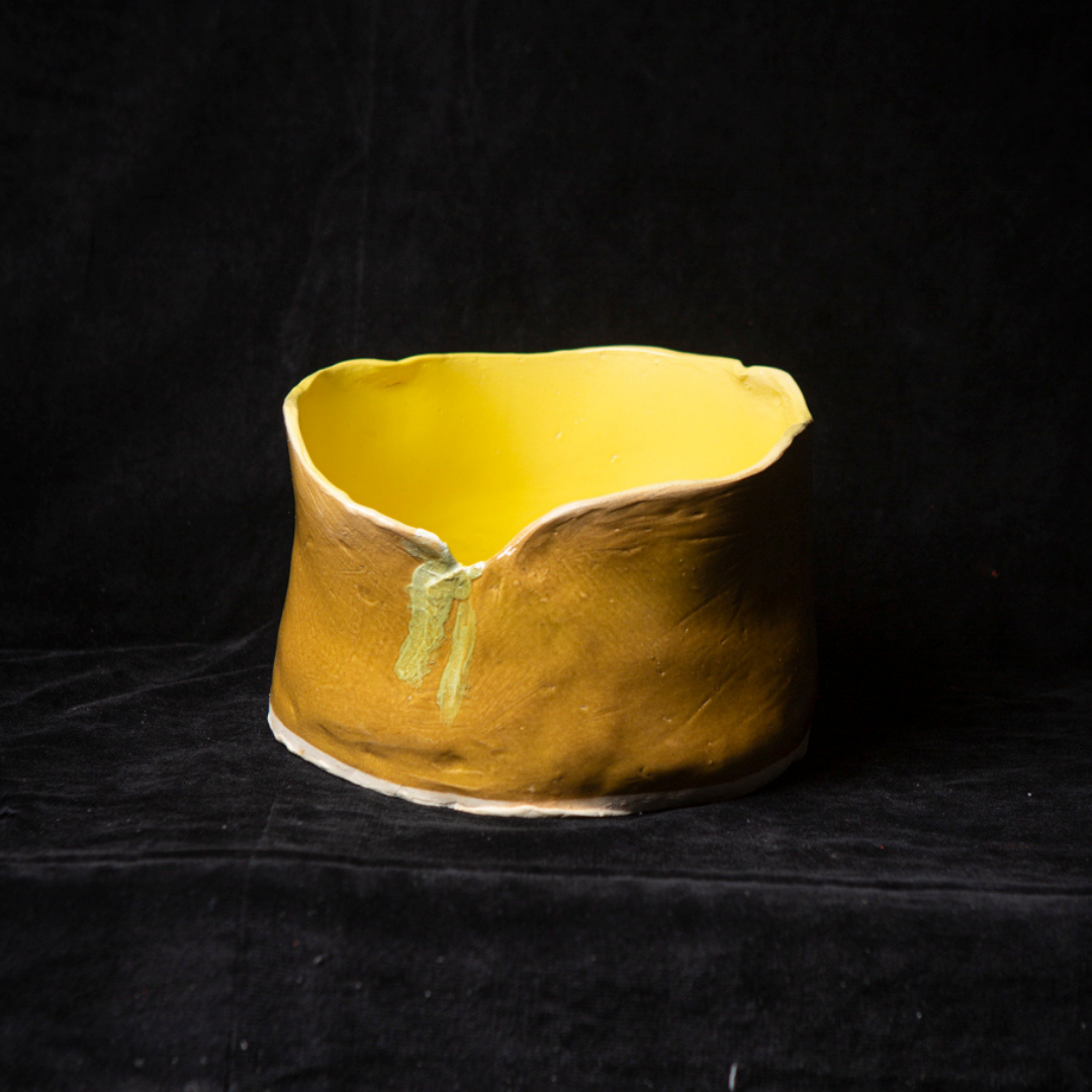 Ceramic bowl "Yellow Crack "
